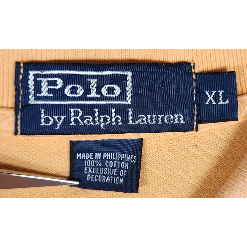Polo Ralph Lauren Mens XL Peach Orange Pima Cotton Short Sleeve Polo Shirt Logo
